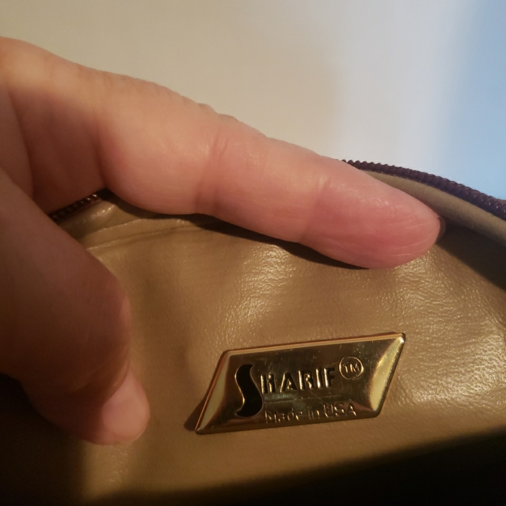 Vintage 80s Sharif Shoulder Bag Purse Gold Patchwork Snakeskin Print Made In USA - Picture 4 of 5